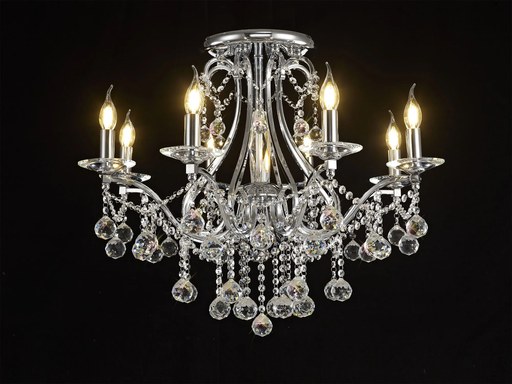 IL30118  Bianco Crystal Chandelier 8 Light Polished Chrome